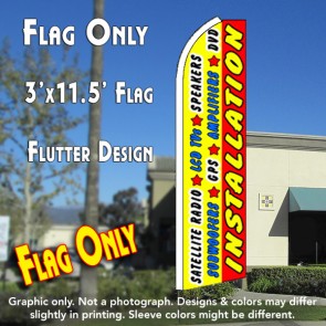 INSTALLATION (Yellow/Red) Flutter Feather Banner Flag (11.5 x 3 Feet)