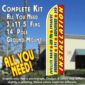 INSTALLATION (Yellow/Red) Flutter Feather Banner Flag Kit (Flag, Pole, & Ground Mt)
