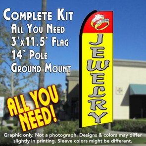 JEWELRY (Red/Yellow) Flutter Feather Banner Flag Kit (Flag, Pole, & Ground Mt)