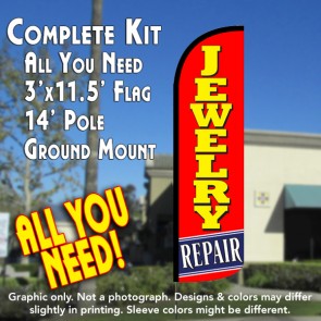 Jewelry Repair Windless Feather Banner Flag Kit (Flag, Pole, & Ground Mt)