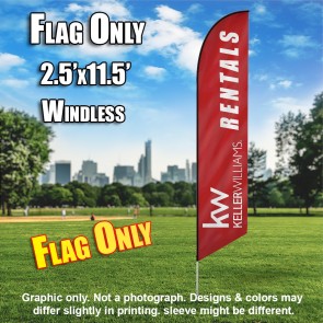Keller Williams Rentals burgundy white windless  Feather Banner Flag