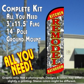 Kitchen Bathroom Remodel Windless Feather Banner Flag Kit (Flag, Pole, & Ground Mt)