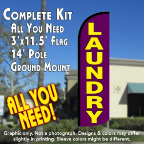 Laundry Windless Feather Banner Flag Kit (Flag, Pole, & Ground Mt)
