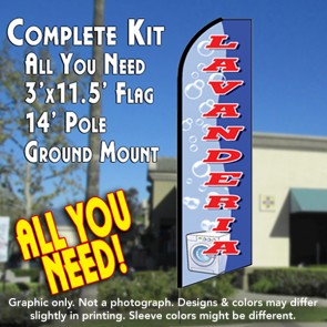 LAVANDERIA (Blue) Flutter Feather Banner Flag Kit (Flag, Pole, & Ground Mt)