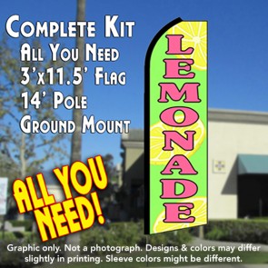 LEMONADE (Green) Flutter Feather Banner Flag Kit (Flag, Pole, & Ground Mt)