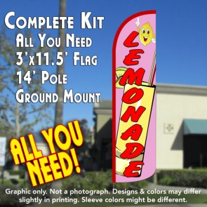 Lemonade (Pink) Windless Feather Banner Flag Kit (Flag, Pole, & Ground Mt)