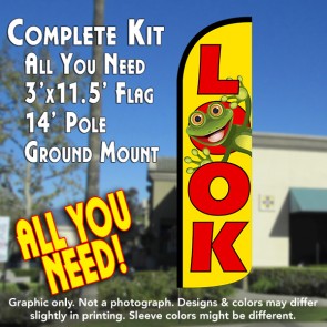 Look (Yellow/Red) Windless Feather Banner Flag Kit (Flag, Pole, & Ground Mt)