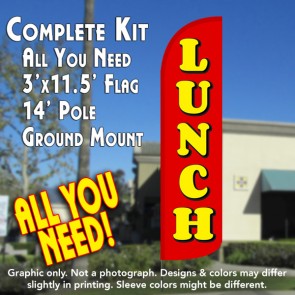 Lunch (Red/Yellow) Windless Feather Banner Flag Kit (Flag, Pole, & Ground Mt)
