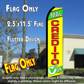 MAL CREDITO OK (Green/Yellow) Flutter Polyknit Feather Flag (11.5 x 2.5 feet)