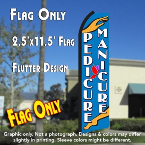 MANICURE/PEDICURE (Blue/White) Flutter Polyknit Feather Flag (11.5 x 2.5 feet)