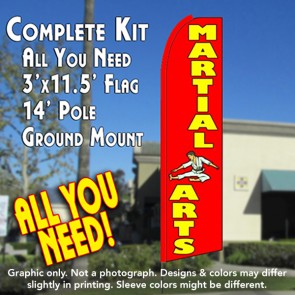 MARTIAL ARTS (Red) Flutter Feather Banner Flag Kit (Flag, Pole, & Ground Mt)