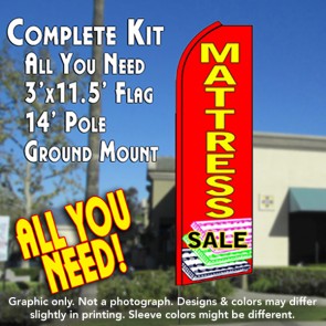 MATTRESS SALE (Red/Black) Flutter Feather Banner Flag Kit (Flag, Pole, & Ground Mt)