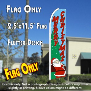 MERRY CHRISTMAS (Santa) Flutter Feather Banner Flag (11.5 x 2.5 Feet)