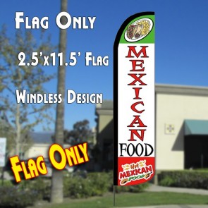 Mexican Food Windless Polyknit Feather Flag (3 x 11.5 feet)