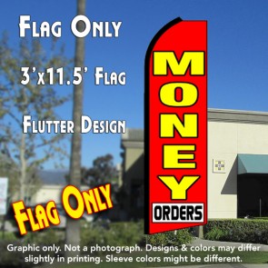 MONEY ORDERS (Red) Flutter Feather Banner Flag (11.5 x 3 Feet)