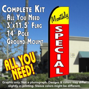 MONTHLY SPECIAL (Yellow/Red) Flutter Feather Banner Flag Kit (Flag, Pole, & Ground Mt)