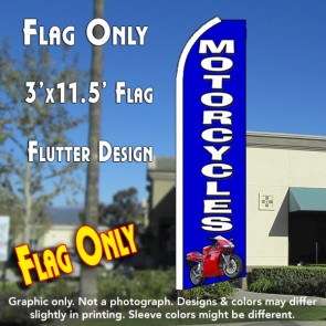MOTORCYCLES (Blue) Flutter Feather Banner Flag (11.5 x 3 Feet)