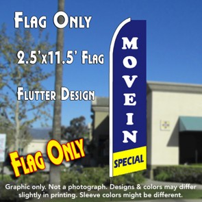 MOVE IN SPECIAL (Blue/Yellow) Flutter Feather Banner Flag (11.5 x 2.5 Feet)