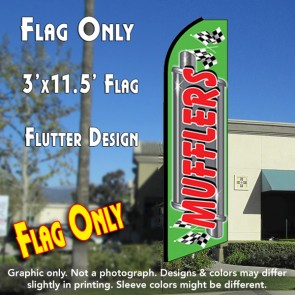 MUFFLERS (Green/Red) Flutter Feather Banner Flag (11.5 x 3 Feet)