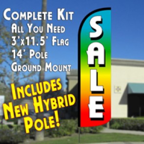 Sale (Multi-colored)  Feather Banner Flag Kit (Flag, Pole, & Ground Mt)