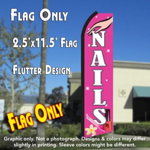 NAILS (Pink/White) Flutter Polyknit Feather Flag (11.5 x 2.5 feet)