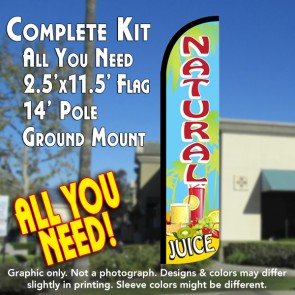NATURAL JUICE Windless Feather Banner Flag Kit (Flag, Pole, & Ground Mt)