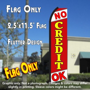 NO CREDIT OK (White/Red) Flutter Polyknit Feather Flag (11.5 x 2.5 feet)