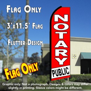 NOTARY PUBLIC (Red/White) Flutter Feather Banner Flag (11.5 x 3 Feet)