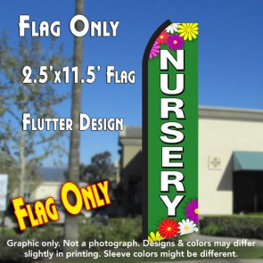NURSERY (Green/White) Flutter Polyknit Feather Flag (11.5 x 2.5 feet)