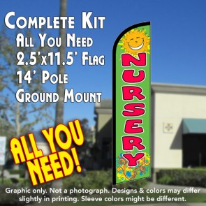 NURSERY Windless Feather Banner Flag Kit (Flag, Pole, & Ground Mt)