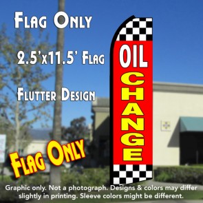 OIL CHANGE (Red/Checkered) Flutter Polyknit Feather Flag (11.5 x 2.5 feet)