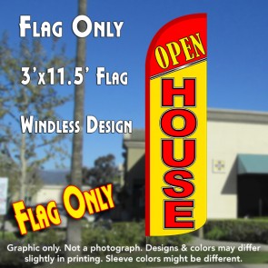 Open House (Red/Yellow) Windless Polyknit Feather Flag (3 x 11.5 feet)