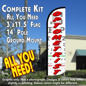 Optometrist Windless Feather Banner Flag Kit (Flag, Pole, & Ground Mt)