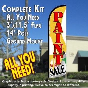 Paint Sale Windless Feather Banner Flag Kit (Flag, Pole, & Ground Mt)