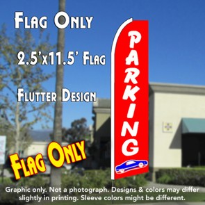 PARKING (Red) Flutter Feather Banner Flag (11.5 x 2.5 Feet)