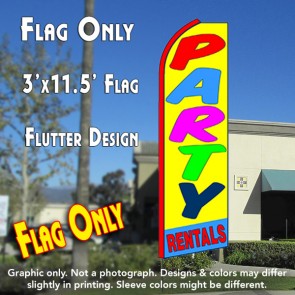 PARTY RENTALS (Yellow/Blue) Flutter Feather Banner Flag (11.5 x 3 Feet)