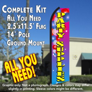 PARTY SUPPLIES (Balloons) Flutter Feather Banner Flag Kit (Flag, Pole, & Ground Mt)