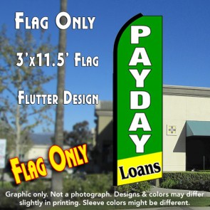 PAYDAY LOANS (Green/Yellow) Flutter Feather Banner Flag (11.5 x 3 Feet)