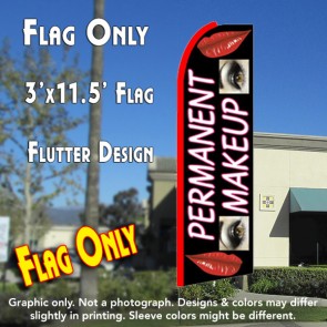 PERMANENT MAKEUP (Black) Flutter Feather Banner Flag (11.5 x 3 Feet)