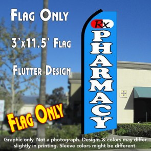 PHARMACY (Blue) Flutter Feather Banner Flag (11.5 x 3 Feet)