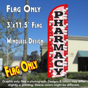 Pharmacy (Red/Pills) Windless Polyknit Feather Flag (3 x 11.5 feet)