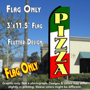 PIZZA (Tri-color) Flutter Feather Banner Flag (11.5 x 3 Feet)