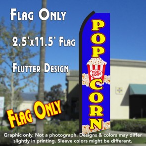 POPCORN (Blue/Yellow) Flutter Polyknit Feather Flag (11.5 x 2.5 feet)