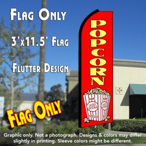 POPCORN (Red) Flutter Feather Banner Flag (11.5 x 3 Feet)
