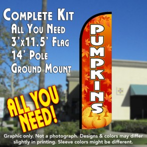 Pumpkins Windless Feather Banner Flag Kit (Flag, Pole, & Ground Mt)