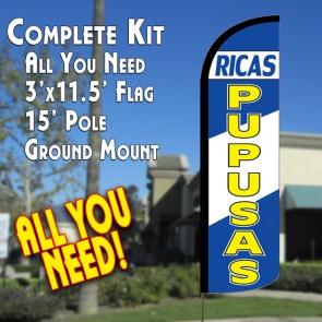 PUPUSAS RICAS Windless Feather Banner Flag Kit (Flag, Pole, & Ground Mt)