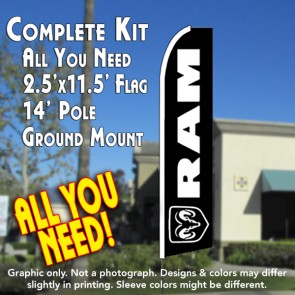RAM (Dodge) Flutter Feather Banner Flag Kit (Flag, Pole, & Ground Mt)