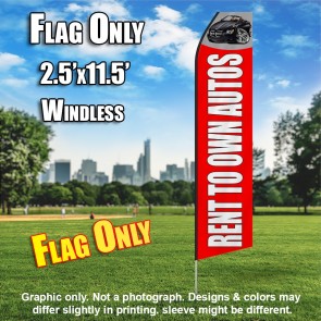 RENT TO OWN AUTO red white flutter flag