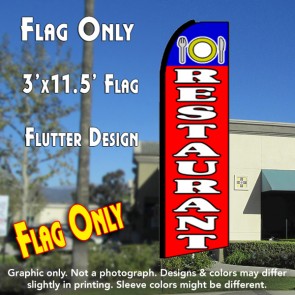 RESTAURANT (Blue/Red) Flutter Feather Banner Flag (11.5 x 3 Feet)