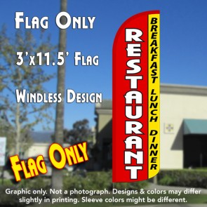 Restaurant (Breakfast Lunch Dinner) Windless Polyknit Feather Flag (3 x 11.5 feet)
